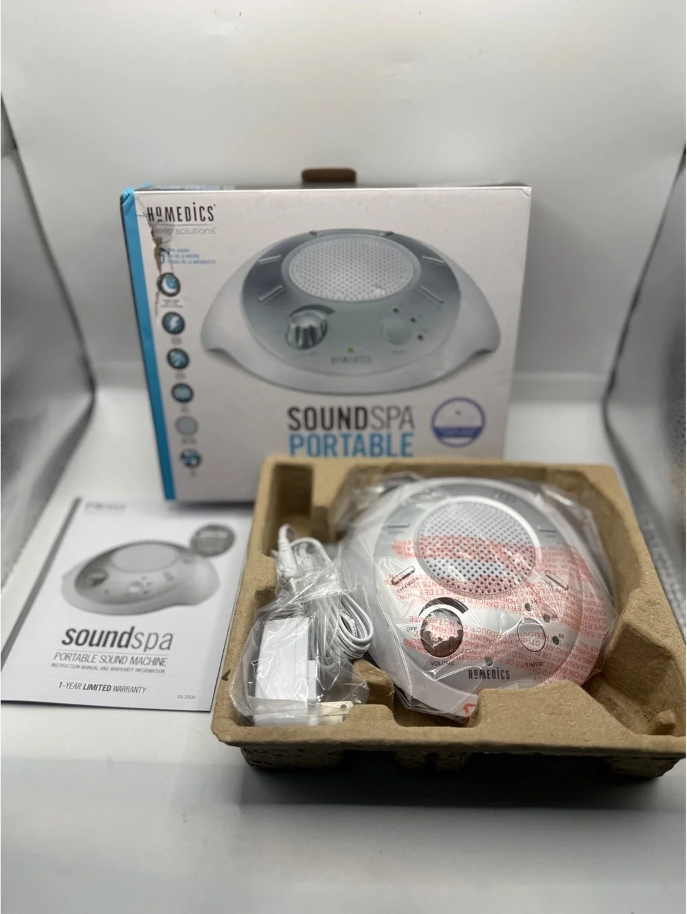 HoMedics SoundSpa Portable Sound Machine with AC Adapter and Manual
